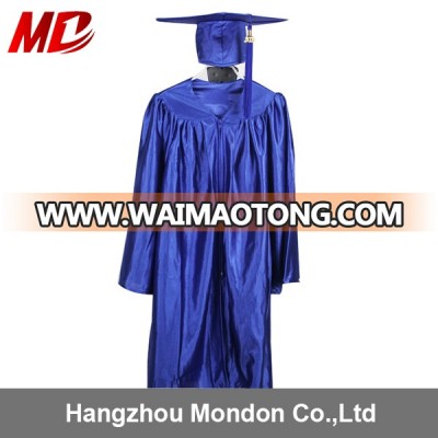 Academic Formal Kindergarten Royal Blue Shiny Graduation Gowns Caps