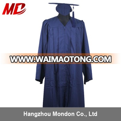 100% Matte Polyester Navy Blue Graduation Gown and Cap